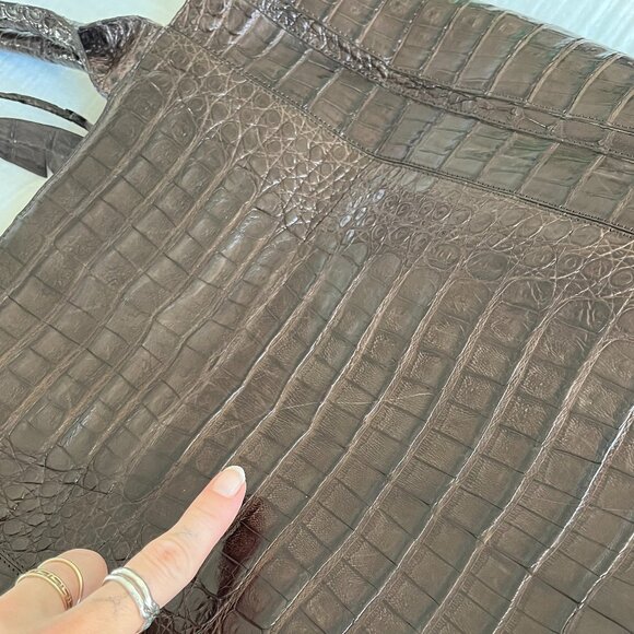 Nancy Gonzlez Brown Crocodile leather handbag tote cabas - Picture 11 of 14